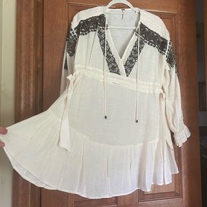 FP beaded v neck babydoll dress with ties